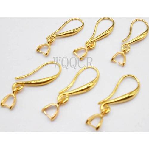 100PCS 18K Gold Smooth Irregular Circle Surface Womens Ear Hook Earrings Blank Base DIY Jewelry Making Result Accessory