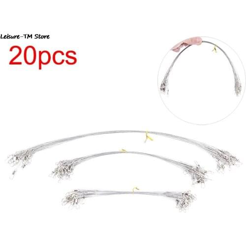 20Pcs/lot Steel Wire Leader With Swivel Fishing Accessory Olta Leadcore Leash 15CM 20CM 30CM Fishing Line
