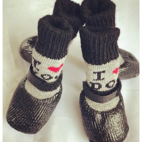 4Pcs/set Cute Pet Dog Shoes Rubber Cotton Socks Waterproof Non-slip Dog Rain Snow Boots Socks Footwear For Puppy Small Cats Dogs
