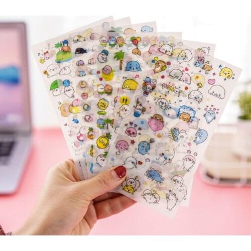6 Sheets/Pack Cute Little Sea Lion Decoration Scrapbooking Stickers Transparent PVC Stationery Planner Stickers
