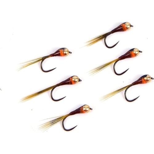 6PCS Hook Tungsten Perdigon Nymph Small Beadheads Fly Rainbow Brown Trout Grayling Trout Fishing Quick Sink Fly