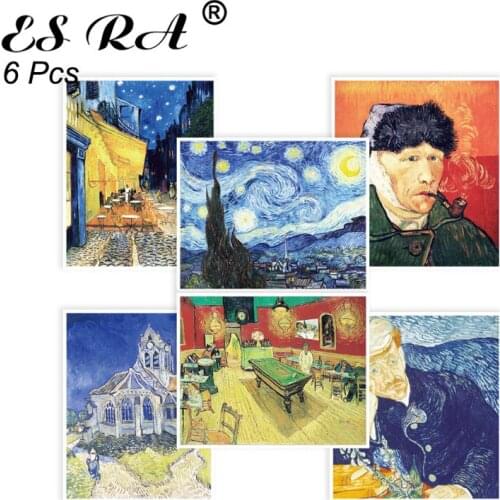 6 Pcs/Set Vinyl Stickers Esthetic Pegatinas Van gogh PaintIng Decals For Room Laptop Skateboard Pitcher Guitar Journal Deco