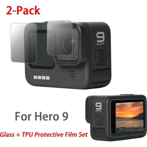 9H Tempered Glass + TPU Explosion Proof Anti Fingerprint HD Protective Film Set For Go9 Hero 9 Black Action Camera