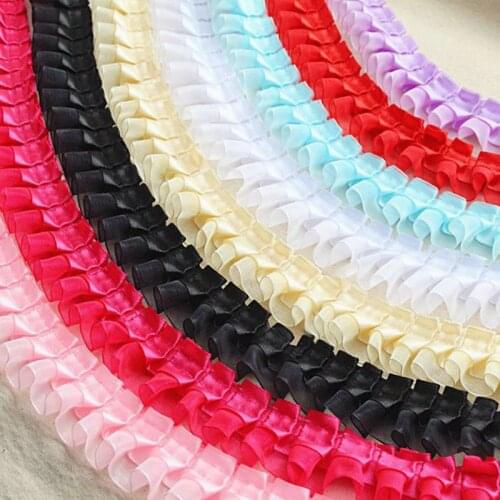 2 meters Satin Cloth and Gauze Double Layder Wrinkled Trims Ribbon Diy Craft Doll Toy Clothes Curtain Dress Accessories Material