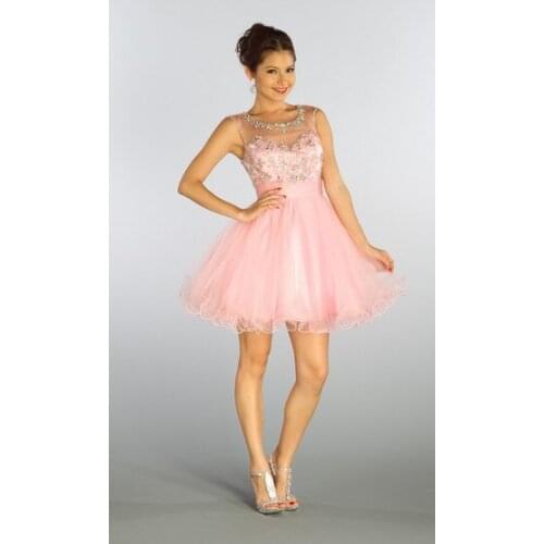 Free shipping 2018 crystal beaded ball gowns elegant formal gowns party prom gowns short pink blue tulle bridesmaid Dresses