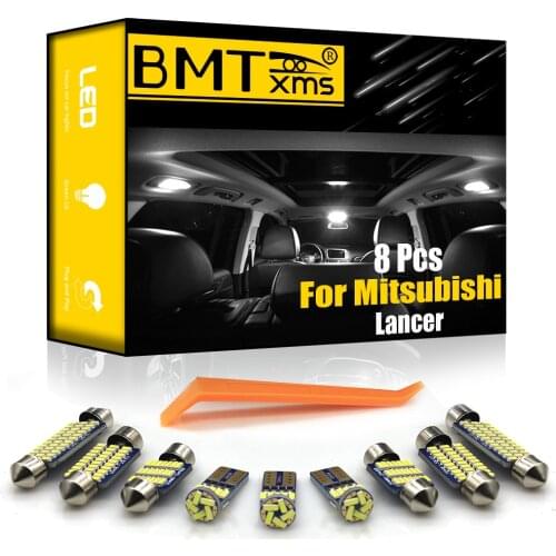 BMTxms 8Pcs Canbus For Mitsubishi Lancer 7 8 (2002-2017) Vehicle LED Map Dome Interior Light License Plate Lamp Car Lighting