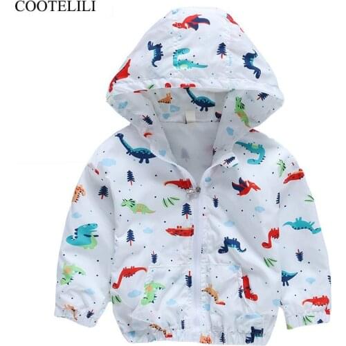 COOTELILI 80-130cm Dinosaur Spring Jacket For Kids Boy Clothes Fashion Children Outerwear Windbreaker Windproof Baby Girls Coat