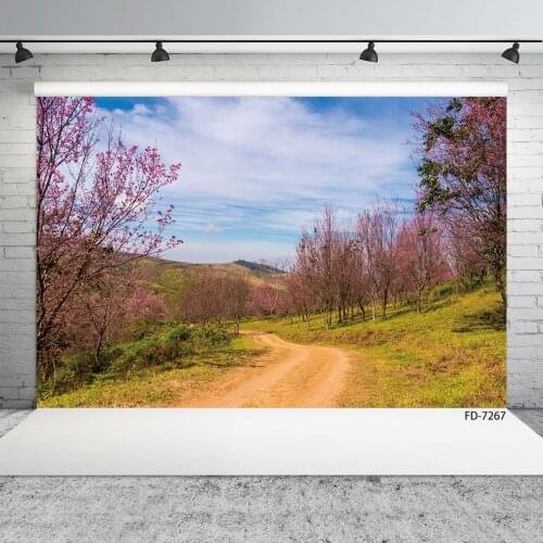 Blooming Cherry Countryside Photographic Backgrounds Custom Backdrops for Baby Children Portrait Scenic Photocall Photo Studio