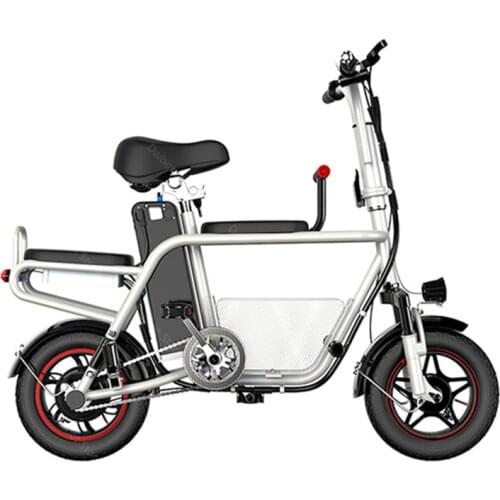 Lightweight Electric Bike 400W 48V 55KM Two Wheels Electric Bicycles 12'' Carbon Steel Parent-child Foldable Electric Scooter