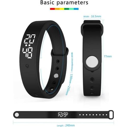 Eshowee LED Digital Smart Bracelet With Body Temperature Monitoring Precise Display Smart Band Vibration Reminder