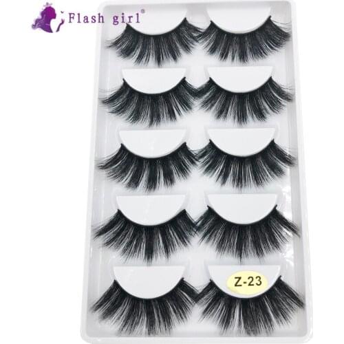 Flash Girl 5 pairs Z series Z23 Natural Handmade False Eyelashes