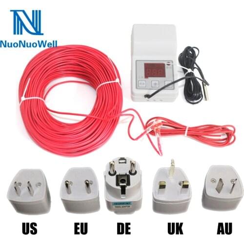 Greenhouse Plant Aquarium Heating Cable +Temp Controller Breeding Warming Wire Thermostat Underfloor Heating Soil Air Hotline