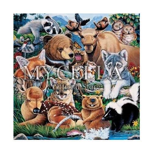 Cartoon 5d Diy Diamond Painting Wolf Fox Owl Bear Squirrel Cross Stitch Diamond Embroidery Animals Full Mosaic Home Decor Gifts