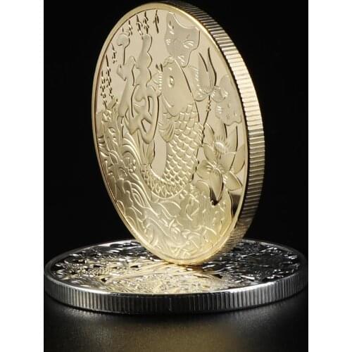 China Koi Fish Gold Coin Chinese Feng Shui Mascot Ancient Fu Fish Coins Collectibles Home Decorations Art Gift