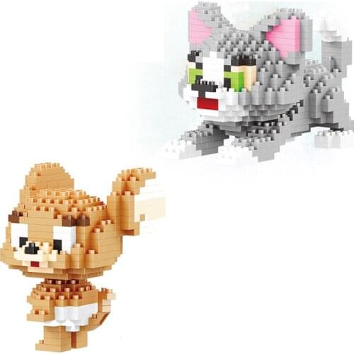 380-460pcs Micro Bricks Classic Cartoon Cat Mouse Tom Model Jerry Anime Diamond Building Blocks Mini Blocks Toys For Gift