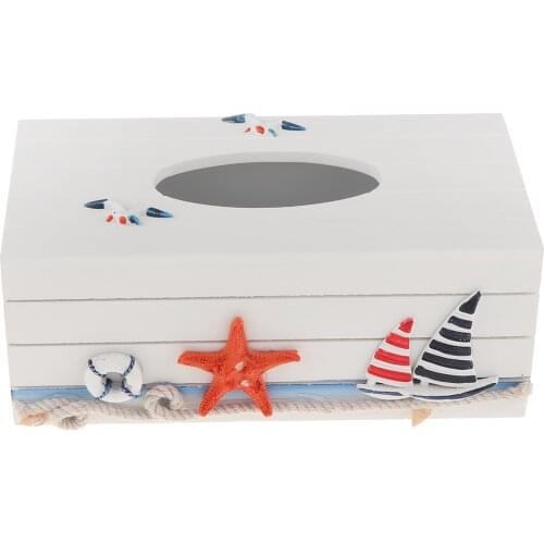 Creative Tissue Box Cover Wooden Tissue Box- Mediterranean Napkins Dispenser Rectangular Tissue Box Holder-24x12x10cm