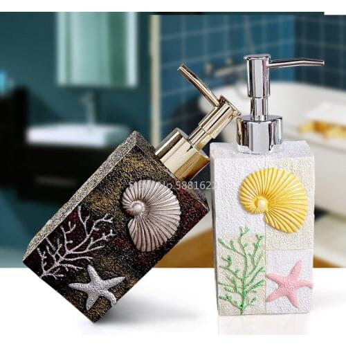 Creative Resin Shell Starfish Hand Sanitizer Bottle Shampoo Shower Gel Emulsion Soap Dispenser Pressing Dispensing Empty Bottle