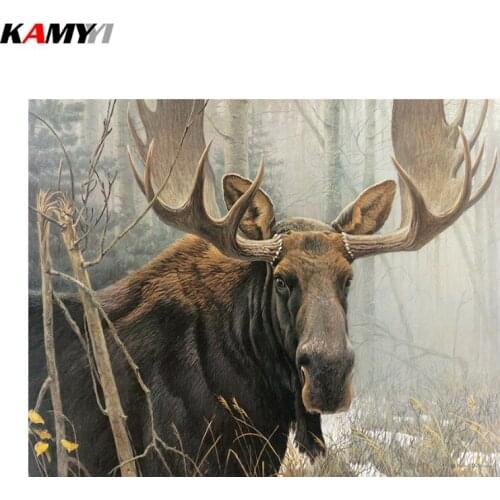 Square diamond 5D DIY diamond embroidery bull moose diamond painting Cross Stitch Rhinestone mosaic home decoration gift DD