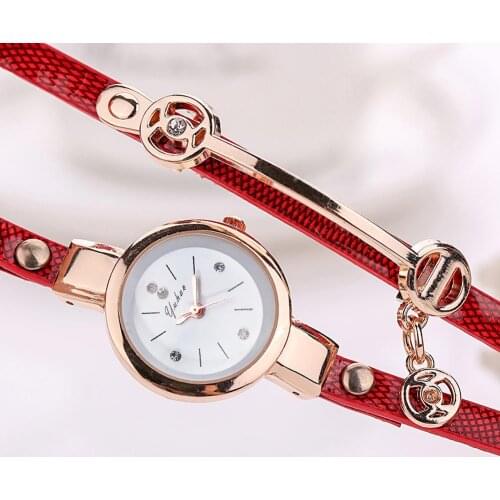Fashion Womens Watches Rhinestone Multilayer Womens Bracelet Faux Leather Strap Analog Quartz Ladies Wristwatches reloj mujer