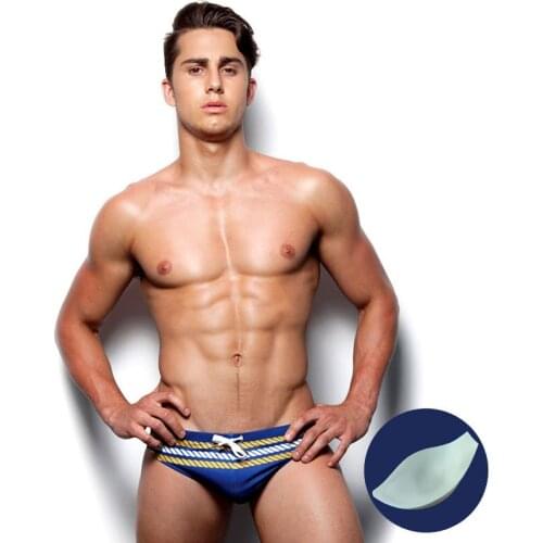 Mens Swimming Trunks Sexy Swimwear Low Waist Push Up Pad Briefs Quick-drying Bathing Boxers Swimsuits Beach Shorts Sunga