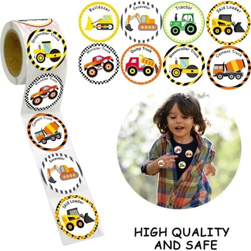 Truck Stickers for Kids Perforated Stationery Stickers Construction Car Birthday Party For student Children 500PCS/Roll 2020 New