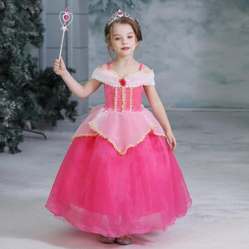 Fancy Princess Fancy Dress for Children Girls Pink Dress Disguise Child Costume Halloween Outfits Kids Ball Giwn dress