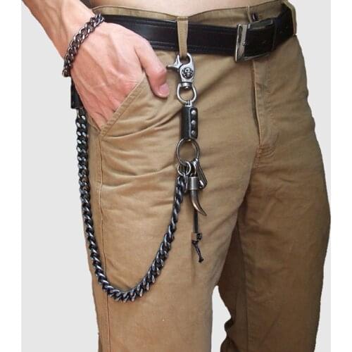 Solid Fashion Punk Hip-hop Trendy Male Metal Pants Chain Men Or Women Jeans Clothing Accessories Fashion Bullet Pant Chains