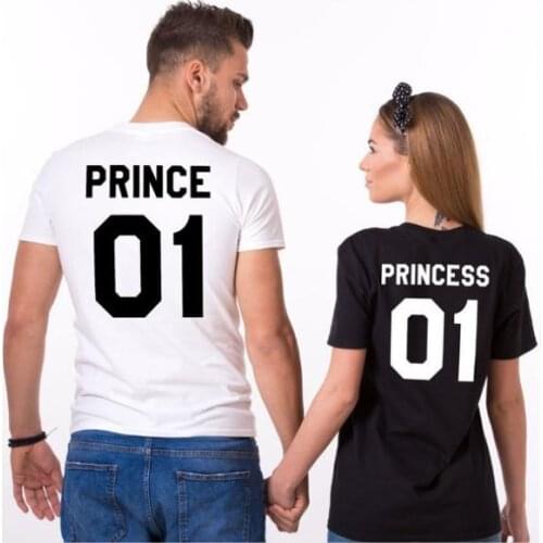 Couple Prince 01 T Shirt Princess 01 Letter Print T-Shirt Women Men Hipster Fashion Tshirt Casual /Child T Shirt For Lover 2018