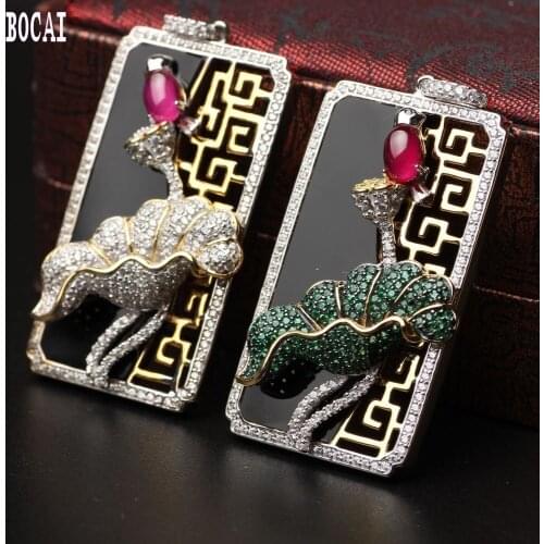 New S925 pure silver woman pendant plating micro inlaid female pendant models of high-end atmosphere models