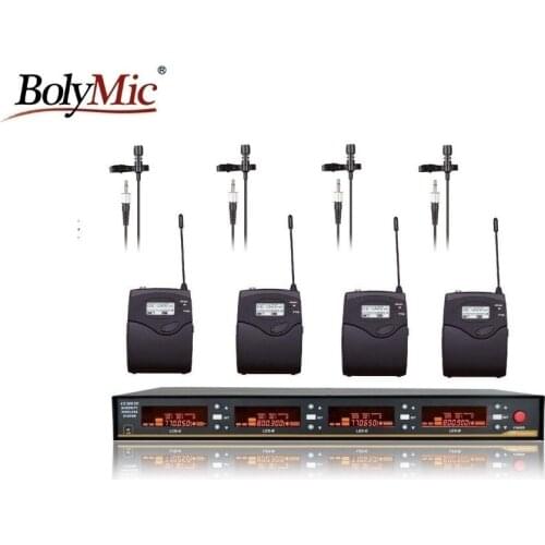 Bolymic 4 Channels professional Condenser microphone lapel UHF Lavalier Microphone Wireless