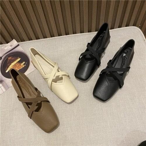 Soft sole comfortable single shoes women Korean version of Mary Jane womens shoes square toe thick heel peas shoes