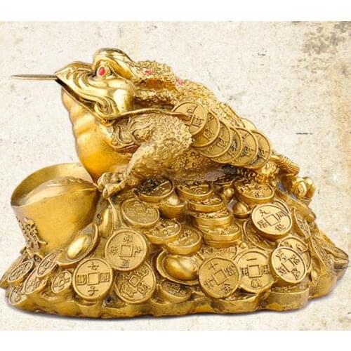DYZ 707+++++++Pure bronze Golden Toad ornament, light big, three feet toad, three feet golden cicada