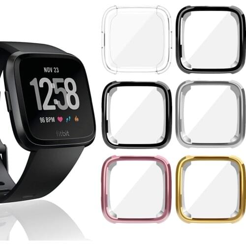 Ultra-thin Soft Plating TPU Case Cover For Fitbit Versa 2 Full Screen Protector Silicone Cases Smartwatch Transparent Slim Clear