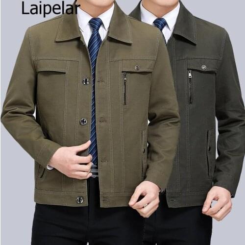 2020 Spring Autumn Jacket Men Big Size With Buttons Brand Middle-aged Man Classic Casual Jackets