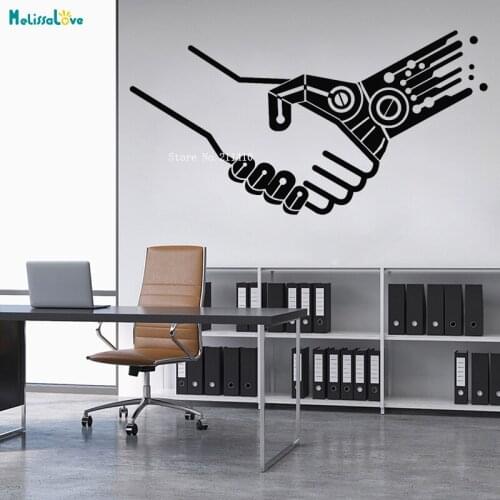 Computer Micro Chip Human Hands Science Vinyl Wall Decal Company Decor Hall Stickers Self-adhesive Murals YT4119