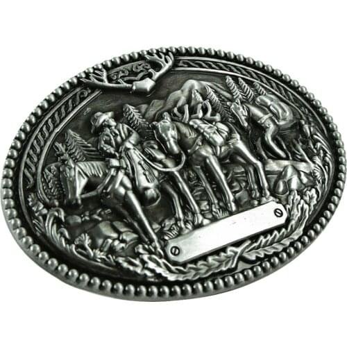 Vintage Flower Horse Man Tattoo Mens Belt Buckle Western Cowboy