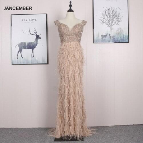 YY277 High-end Off-shoulder Evening Dress Beaded Feather Slimming Socialite Host Annual Cocktail Party Elegant Gown