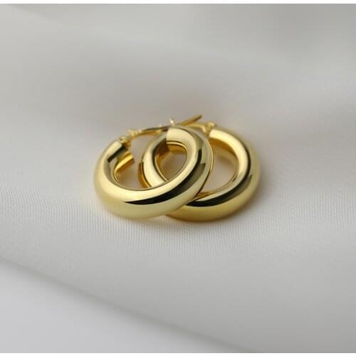 925 Sterling Silver Chunky Hoop Earrings for Women Round Tube Earrings Daily Party Jewelry 2021