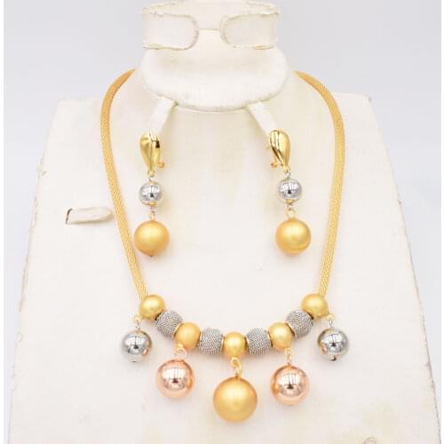 High Quality Big flower Dubai Italy 750 Gold color Jewelry BIG Set For Women african beads jeweLry fashion set earring jewelry H