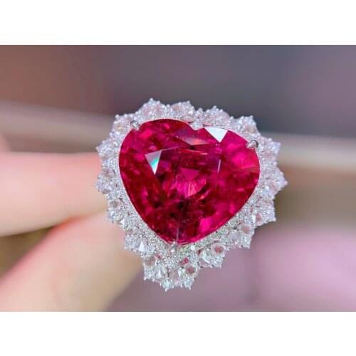 H710 Rubillite Ring Fine Jewelry 18 K Gold Natural Rubi Tourmaline 27.0ct Gemstones Female Rings for Women Fine Ring