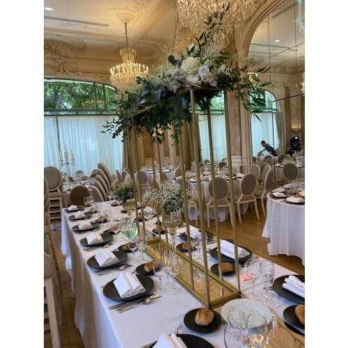 Gold metal flower stand wedding table centerpiece tall marriage pillars high cenerpiece