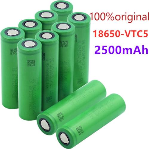 Bateria. recargabie de litio.de 3.7v.2600mah. de alto drenaie.bateria original.VTC5.Discharge 30A.stable and reliable
