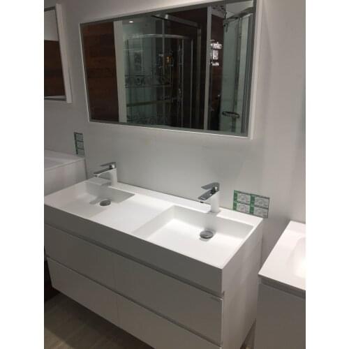 1200mm Wall Mounted Bathroom Wall Mounted Cabinet Solid Surface Acrylic Double Basins Soild Wood Vanity 2225-0
