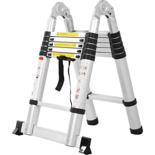 2.5M + 2.5M Herringbone Ladder Thickened Multifunctional Telescopic Ladder Engineering Ladder Portable Aluminum Alloy