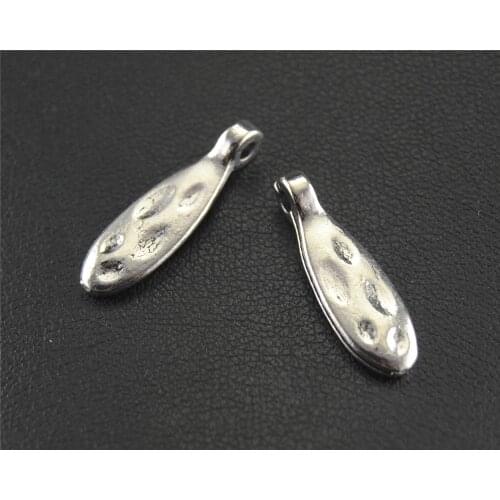 30pcs Silver Color Oval shaped drop Charm DIY Necklace Bracelet Bangle Findings 4x20mm A1490