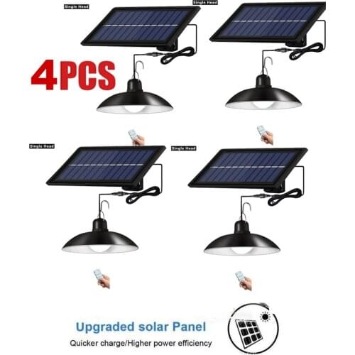 4pcs remote 30 led 2 head Retro Lampshade Solar Pendant Chandelier solar Outdoor Waterproof Light Wireless Lamp Garden Wall Yard