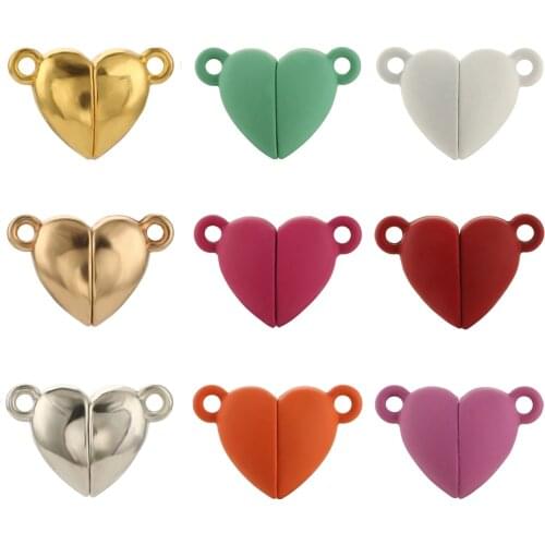 5set Love Heart Shape Magnet Buckle Strong Magnetic Clasps Buckle Connectors End Caps For DIY Jewelry Making Necklace Bracelet