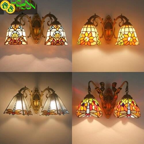 Lampshade Nordic Glass Romantic Indoor Colorful Wall Lamp Bedroom Bedside Asile Turkish Bracket Light With Mermaid Base