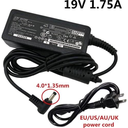 19V 1.75A 4.0*1.35mm AC/DC Laptop Power Adapter Adaptor Charger For ASUS Vivobook S200 S220 X200T X202E X553 EU US UK AU plug