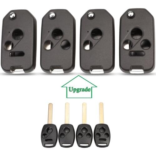 Bilchave Modified For Honda Odyssey Rigeline Accord CRV Jzaa HRV Civic FOB 2/3/4Buttons Flip Remote Car Key Shell With Blade